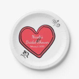 Plato De Papel Fiesta personalizada chic de San Valentín con flec