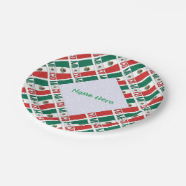 Plato De Papel Fiesta personalizada con bandera de México en bald