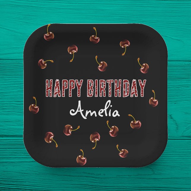 Plato De Papel Fiesta personalizada de cerezo rojo (Subido por el creador)