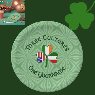 Plato De Papel Fiesta Personalizada de Trébol Irlandés Americano 