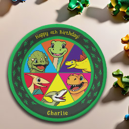 Plato De Papel Fiesta Personalizado colorido prehistórico de los 