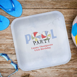 Plato De Papel Fiesta Personalizado Cute de Summer Beach Balls