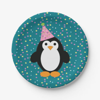 Plato De Papel Fiesta Personalizado Cute Penguin