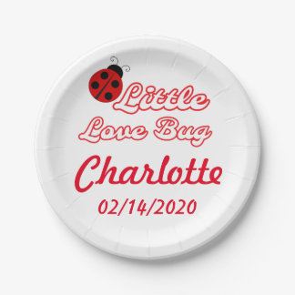 Plato De Papel Fiesta Personalizado de Bug de Amor Ladybug