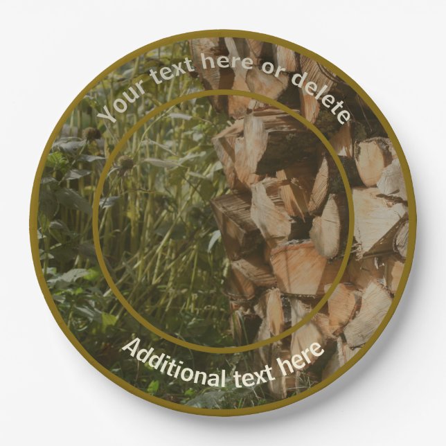 Plato De Papel Fiesta personalizado de caída de leña apilada (Anverso)