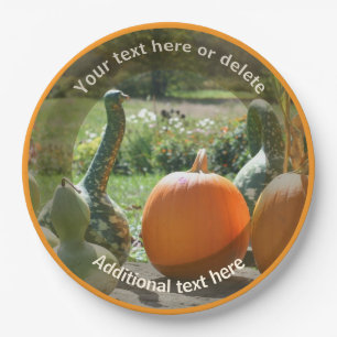 Plato De Papel Fiesta Personalizado De Calabazas Y Gris