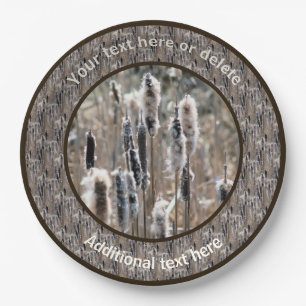 Plato De Papel Fiesta personalizado de Fluffy Cattails Nature