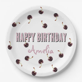 Plato De Papel Fiesta personalizado de la cereza oscura