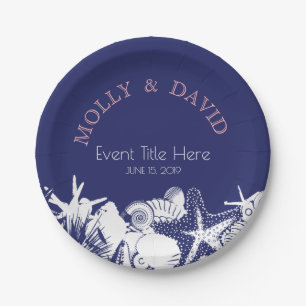 Plato De Papel Fiesta personalizado de Marina Artsy Beach Seashel