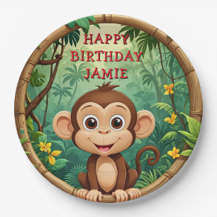 Plato De Papel "Fiesta Personalizado de monos - Personalizados de