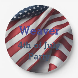 Plato De Papel Fiesta personalizado del 4 de julio