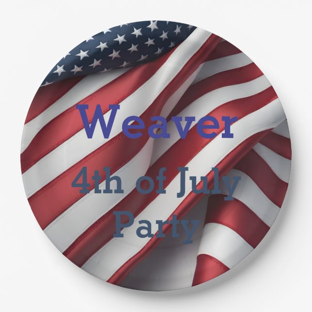 Plato De Papel Fiesta personalizado del 4 de julio (Anverso)