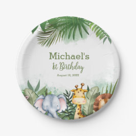 Plato De Papel Fiesta personalizado del cumpleaños de Safari Anim