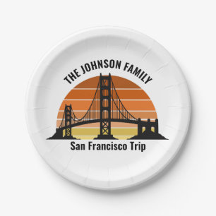 Plato De Papel Fiesta personalizado del puente Sunset de San Fran