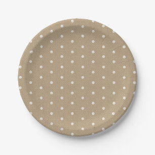 Plato De Papel Fiesta Personalizado Polka Dots Lace Kraft