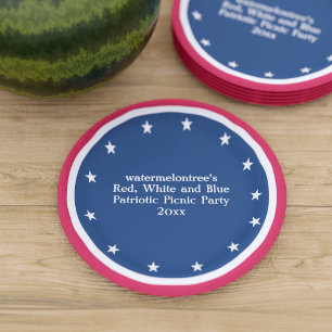 Plato De Papel Fiesta picnic patriótico personalizado