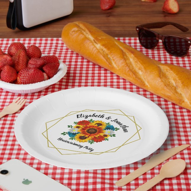 Plato De Papel Fiesta Picnic Verano Floral Geométrica (Picnic)