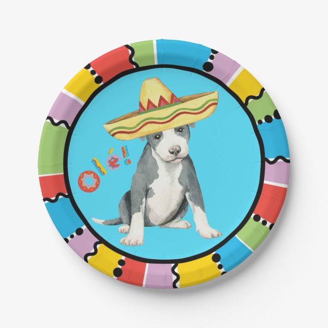 Plato De Papel Fiesta Pit Bull Terrier (Anverso)