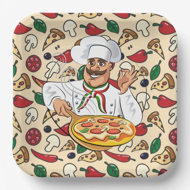 Plato De Papel Fiesta Pizza (Anverso)