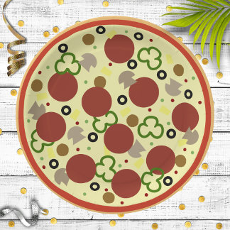 Plato De Papel Fiesta Pizza Cumpleaños