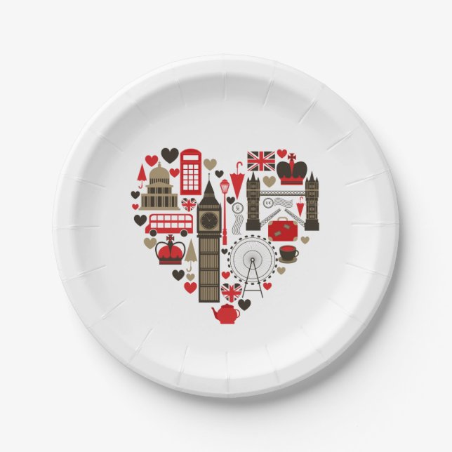 Plato De Papel Fiesta Plate Love London (Anverso)