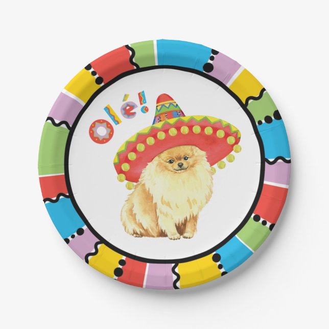 Plato De Papel Fiesta Pomeranian (Anverso)