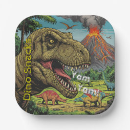 Plato De Papel Fiesta prehistórico de dinosaurio