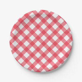 Plato De Papel Fiesta Preppy Picnic Red Plaid Gingham