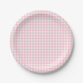 Plato De Papel Fiesta Preppy Pink Plaid Gingham