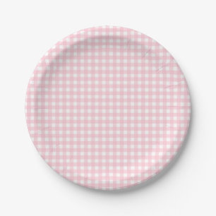 Plato De Papel Fiesta Preppy Pink Plaid Gingham