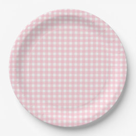 Plato De Papel Fiesta Preppy Pink Plaid Gingham