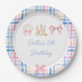 Plato De Papel Fiesta Preppy Watercolor Beach