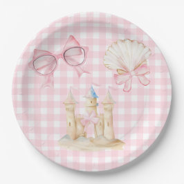 Plato De Papel Fiesta Preppy Watercolor Beach Seashells