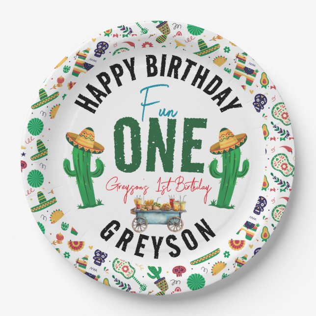 Plato De Papel Fiesta primero | 1.ᵉʳ Fiesta de cumpleaños (Anverso)