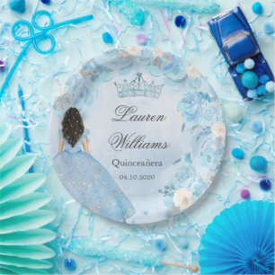 Plato De Papel Fiesta Quinceanera de Blue Winter Wonderland