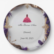 Fiesta Real Elegante Quinceañera Purple y Gold