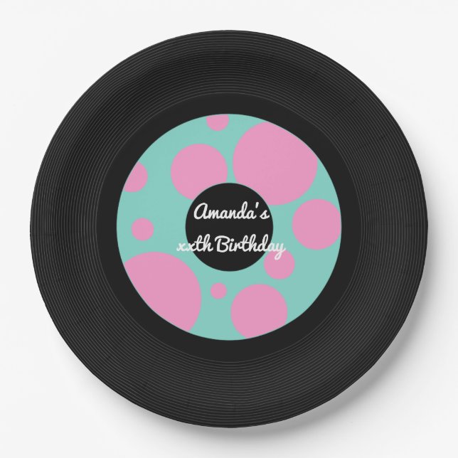 Plato De Papel Fiesta Record Hop (Anverso)