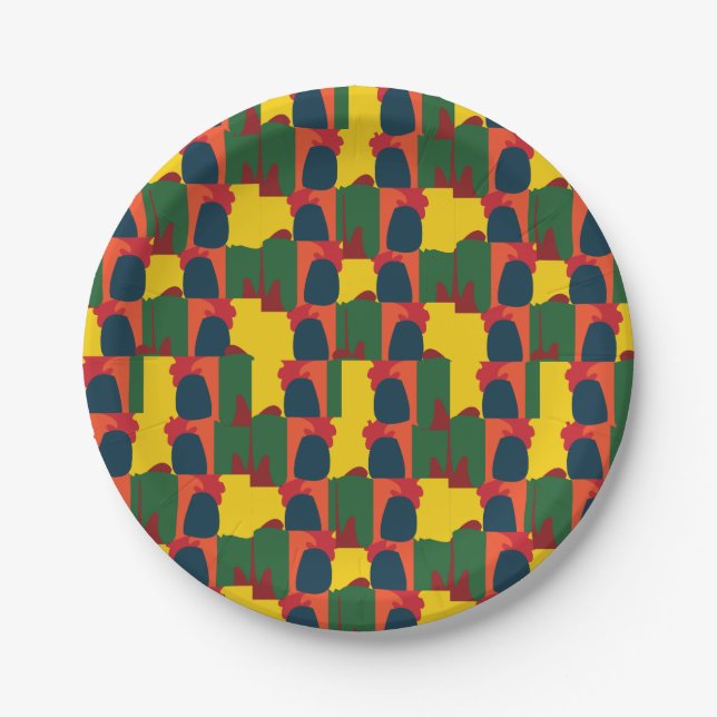 Plato De Papel Fiesta Resumen de Pintura Colorida (Anverso)