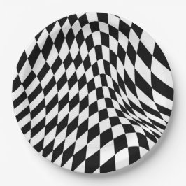 Plato De Papel Fiesta Retro Checkerboard One Happy Dude