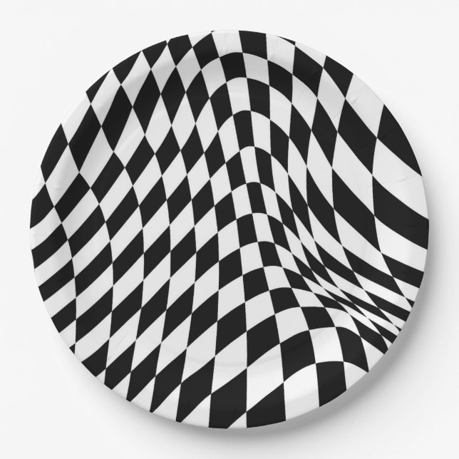 Plato De Papel Fiesta Retro Checkerboard One Happy Dude (Anverso)