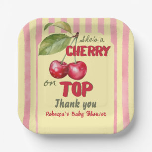 Plato De Papel Fiesta Retro Cherry Cafe Rojo Mantequilla Amarillo