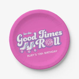 Plato De Papel Fiesta Retro Groovy Roller Disco