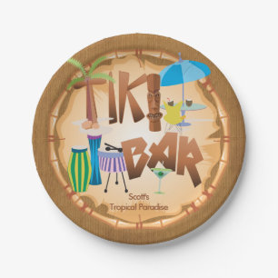 Plato De Papel Fiesta Retro Tiki Bar 2