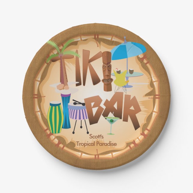 Plato De Papel Fiesta Retro Tiki Bar 2 (Anverso)