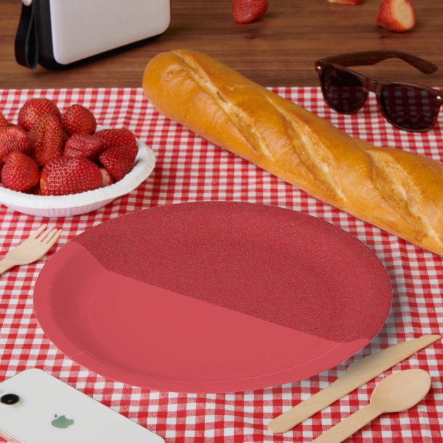 Plato De Papel Fiesta rojo de tomate con textura superior - Perso (Picnic)