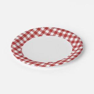 Plato De Papel Fiesta rojo y blanco