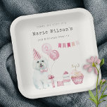 Plato De Papel Fiesta rosa Chica lindo perro cachorro de cualquie<br><div class="desc">Para cualquier personalización adicional o cualquier otro elemento que coincida,  no dude en ponerse en contacto conmigo en yellowfebstudio@gmail.com</div>