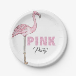 Plato De Papel Fiesta Rosa Flamenco Moderna Limpia