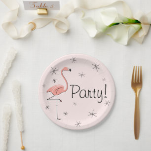 Plato De Papel Fiesta rosa Flamingo