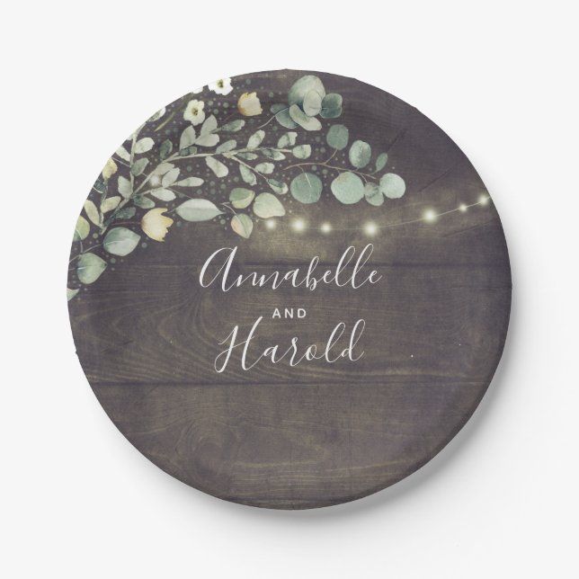 Plato De Papel Fiesta rural de la vegetación rústica (Anverso)